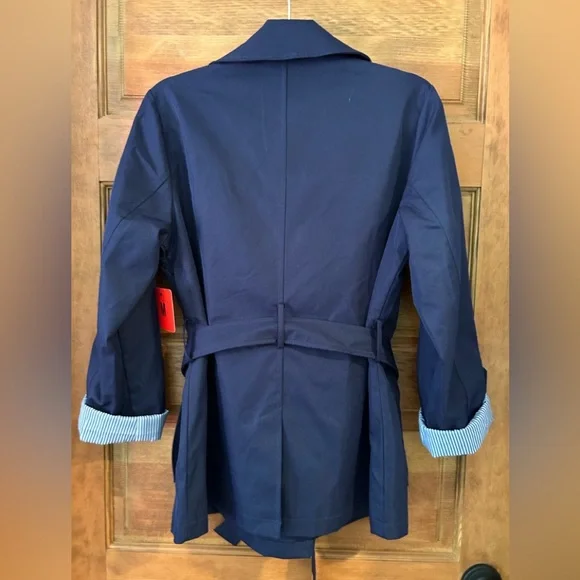Weatherproof / NWT/ DOUBLE BREASTED TRENCH/ Classic Navy Blue/ Size M - Picture 8 of 15